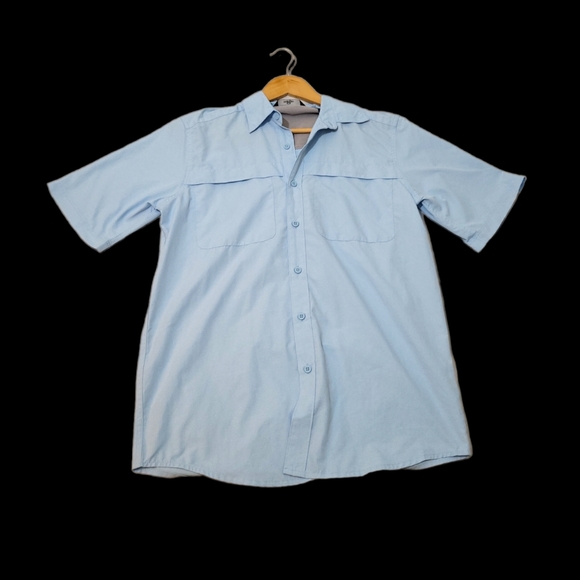 Wrangler Other - WRANGLER SHIRT MENS SMALL LIGHT BLUE SHORT SLEEVE BUTTON UP COLLARD